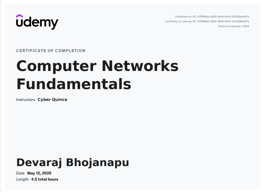 Computer Networks Fundamentals Certificate